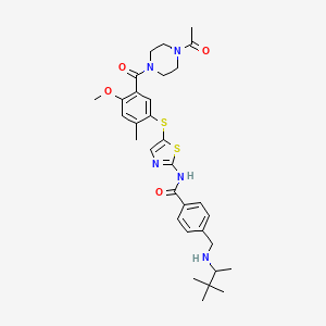 Benzamide, N-(5-((5-((4-acetyl-1-piperazinyl)carbonyl)-4-methoxy-2-methylphenyl)thio)-2-thiazolyl)-4-(((1,2,2-trimethylpropyl)amino)methyl)-