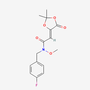molecular formula C15H16FNO5 B1667218 Acetamide, 2-(2,2-dimethyl-5-oxo-1,3-dioxolan-4-ylidene)-N-((4-fluorophenyl)methyl)-N-methoxy- CAS No. 543730-36-5
