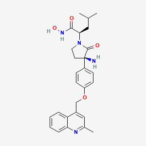 molecular formula C15H16FNO5 B1667220 (2R)-2-[(3R)-3-amino-3-[4-[(2-methylquinolin-4-yl)methoxy]phenyl]-2-oxopyrrolidin-1-yl]-N-hydroxy-4-methylpentanamide CAS No. 611227-74-8