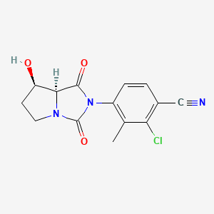 molecular formula C14H12ClN3O3 B1667221 2-Chloro-4-[(7r,7as)-7-Hydroxy-1,3-Dioxotetrahydro-1h-Pyrrolo[1,2-C]imidazol-2(3h)-Yl]-3-Methylbenzonitrile CAS No. 627530-84-1