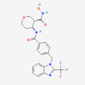 molecular formula C22H21F3N4O4 B1667222 (3R,4R)-N-hydroxy-4-[[4-[[2-(trifluoromethyl)benzimidazol-1-yl]methyl]benzoyl]amino]oxane-3-carboxamide CAS No. 503166-51-6