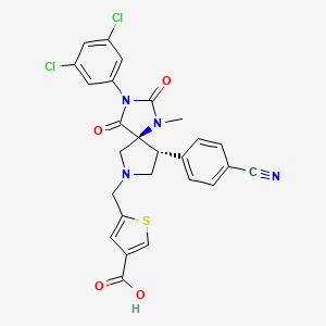 molecular formula C26H20Cl2N4O4S B1667226 5-[(5s,9r)-9-(4-Cyanophenyl)-3-(3,5-Dichlorophenyl)-1-Methyl-2,4-Dioxo-1,3,7-Triazaspiro [4.4]non-7-Yl]methyl]-3-Thiophenecarboxylicacid CAS No. 509083-77-6