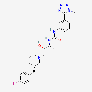 B1667230 Urea, N-((1R,2S)-3-((3S)-3-((4-fluorophenyl)methyl)-1-piperidinyl)-2-hydroxy-1-methylpropyl)-N'-(3-(1-methyl-1H-tetrazol-5-yl)phenyl)- CAS No. 675122-44-8