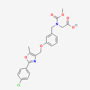 molecular formula C22H21ClN2O6 B1667234 Glycine, N-[[3-[[2-(4-chlorophenyl)-5-methyl-4-oxazolyl]methoxy]phenyl]methyl]-N-(methoxycarbonyl)- CAS No. 1000998-59-3