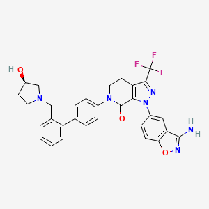molecular formula C31H27F3N6O3 B1667237 1-(3-Amino-1,2-benzisoxazol-5-YL)-6-(2'-{[(3R)-3-hydroxypyrrolidin-1-YL]methyl}biphenyl-4-YL)-3-(trifluoromethyl)-1,4,5,6-tetrahydro-7H-pyrazolo[3,4-C]pyridin-7-one CAS No. 280118-23-2