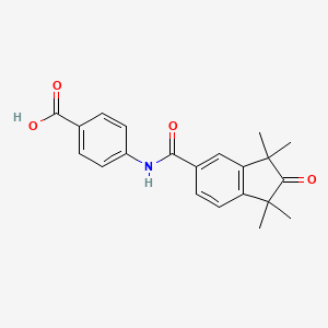 molecular formula C21H21NO4 B1667240 4-[(1,1,3,3-Tetramethyl-2-oxoindene-5-carbonyl)amino]benzoic acid CAS No. 215307-86-1