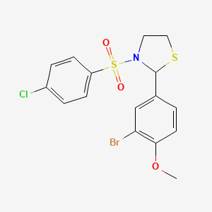 molecular formula C16H15BrClNO3S2 B1667243 2-(3-Bromo-4-methoxyphenyl)-3-(4-chlorophenyl)sulfonyl-1,3-thiazolidine CAS No. 313669-88-4