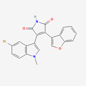 molecular formula C21H13BrN2O3 B1667295 3-(benzofuran-3-yl)-4-(5-bromo-1-methyl-1H-indol-3-yl)-1H-pyrrole-2,5-dione CAS No. 941575-71-9