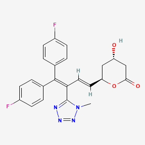 molecular formula C23H20F2N4O3 B1667326 (4S,6R)-6-[(1E)-4,4-bis(4-fluorophenyl)-3-(1-methyltetrazol-5-yl)buta-1,3-dienyl]-4-hydroxyoxan-2-one CAS No. 123284-04-8