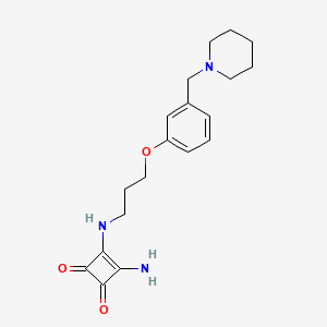 molecular formula C19H25N3O3 B1667327 3-Cyclobutene-1,2-dione, 3-amino-4-((3-(3-(1-piperidinylmethyl)phenoxy)propyl)amino)- CAS No. 86134-80-7