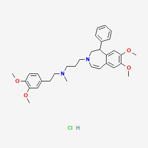 molecular formula C32H41ClN2O4 B1667331 3H-3-Benzazepine-3-propanamine, N-(2-(3,4-dimethoxyphenyl)ethyl)-1,2-dihydro-7,8-dimethoxy-N-methyl-1-phenyl-, monohydrochloride CAS No. 107550-66-3