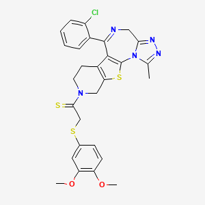 4H-Pyrido(4',3':4,5)thieno(3,2-f)(1,2,4)triazolo(4,3-a)(1,4)diazepine, 6-(2-chlorophenyl)-9-(2-((3,4-dimethoxyphenyl)thio)-1-thioxoethyl)-7,8,9,10-tetrahydro-1-methyl-