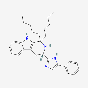 molecular formula C30H38N4 B1667337 1H-Pyrido(3,4-b)indole, 2,3,4,9-tetrahydro-1,1-dipentyl-3-(4-phenyl-1H-imidazol-2-yl)-, (3R)- CAS No. 252278-73-2
