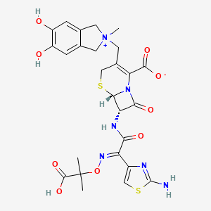 molecular formula C26H28N6O9S2 B1667345 7-(2-(2-Aminothiazol-4-yl)-2-(1-carboxy-1-methylethoxyimino)acetamido)-3-(5,6-dihydroxy-2-methyl-2-isoindolium)methyl-3-cephem-4-carboxylate CAS No. 105358-77-8