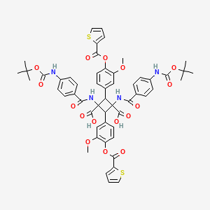 molecular formula C54H52N4O16S2 B1667349 1,3-Bis(4-(tert-butoxycarbonyl)benzamido)-2,4-bis(3-methoxy-4-(thiophene-2-carbonyloxy)phenyl)cyclobutane-1,3-dicarboxylic acid CAS No. 917569-14-3