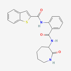 molecular formula C22H21N3O3S B1667374 N-[2-[(2-噁唑烷-3-基)羰基]苯基]-1-苯並噻吩-2-甲酰胺 CAS No. 219766-25-3