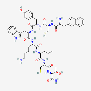 (2S)-6-amino-N-[(2S)-1-[[(2R)-1-[[(2S,3R)-1-amino-3-hydroxy-1-oxobutan-2-yl]amino]-1-oxo-3-sulfanylpropan-2-yl]amino]-1-oxopentan-2-yl]-2-[[(2R)-2-[[(2S)-2-[[(2R)-2-[[(2R)-2-amino-3-naphthalen-2-ylpropanoyl]amino]-3-sulfanylpropanoyl]amino]-3-(4-hydroxyphenyl)propanoyl]amino]-3-(1H-indol-3-yl)propanoyl]amino]hexanamide