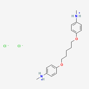 molecular formula C19H28Cl2N2O2 B1667413 Aniline, 4,4'-(pentamethylenedioxy)bis(N-methyl-, dihydrochloride CAS No. 109935-34-4
