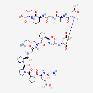 molecular formula C62H98N16O22 B1667475 L-Valine, glycyl-L-alpha-glutamyl-L-prolyl-L-prolyl-L-prolylglycyl-L-lysyl-L-prolyl-L-alanyl-L-alpha-aspartyl-L-alpha-aspartyl-L-alanylglycyl-L-leucyl- CAS No. 137525-51-0