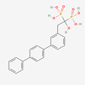 molecular formula C20H20O7P2 B1667481 (1-Hydroxy-1-phosphono-2-[1,1';4',1'']terphenyl-3-yl-ethyl)-phosphonic acid CAS No. 1059677-40-5
