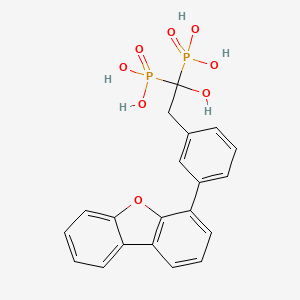 molecular formula C20H18O8P2 B1667482 [2-(3-Dibenzofuran-4-yl-phenyl)-1-hydroxy-1-phosphono-ethyl]-phosphonic acid CAS No. 946417-20-5