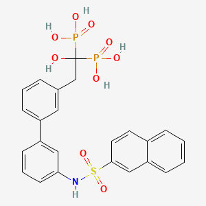 molecular formula C24H23NO9P2S B1667484 [1-Hydroxy-2-[3-[3-(naphthalen-2-ylsulfonylamino)phenyl]phenyl]-1-phosphonoethyl]phosphonic acid CAS No. 946417-21-6