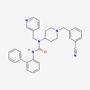 molecular formula C32H31N5O B1667492 1-{1-[(3-Cyanophenyl)methyl]piperidin-4-yl}-3-(2-phenylphenyl)-1-(pyridin-3-ylmethyl)urea CAS No. 909664-41-1