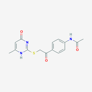 molecular formula C15H15N3O3S B1667510 N-[4-[2-[(6-methyl-4-oxo-1H-pyrimidin-2-yl)sulfanyl]acetyl]phenyl]acetamide 