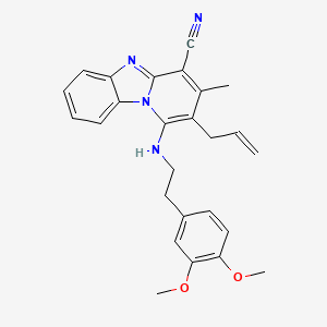 molecular formula C26H26N4O2 B1667513 2-Allyl-1-{[2-(3,4-dimethoxyphenyl)ethyl]amino}-3-methylpyrido[1,2-a]benzimidazole-4-carbonitrile CAS No. 612037-58-8