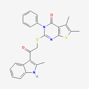 5,6-dimethyl-2-{[2-(2-methyl-1H-indol-3-yl)-2-oxoethyl]sulfanyl}-3-phenyl-3H,4H-thieno[2,3-d]pyrimidin-4-one