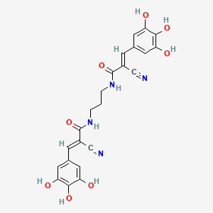 molecular formula C23H20N4O8 B1667527 (E)-2-cyano-N-[3-[[(E)-2-cyano-3-(3,4,5-trihydroxyphenyl)prop-2-enoyl]amino]propyl]-3-(3,4,5-trihydroxyphenyl)prop-2-enamide CAS No. 171674-76-3