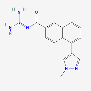 molecular formula C16H15N5O B1667529 2-Naphthalenecarboxamide, N-(aminoiminomethyl)-5-(1-methyl-1H-pyrazol-4-yl)- CAS No. 917909-71-8