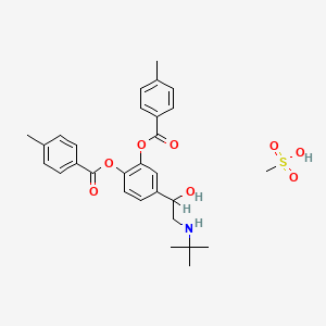 molecular formula C29H35NO8S B1667533 N-(2-{3,4-bis[(4-methylbenzoyl)oxy]phenyl}-2-hydroxyethyl)-2-methylpropan-2-aminium mesylate CAS No. 30392-41-7