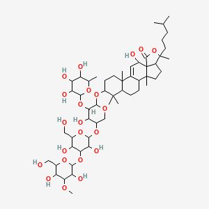 molecular formula C54H88O22 B1667538 16-[5-[4-[3,5-Dihydroxy-6-(hydroxymethyl)-4-methoxyoxan-2-yl]oxy-3,5-dihydroxy-6-(hydroxymethyl)oxan-2-yl]oxy-4-hydroxy-3-(3,4,5-trihydroxy-6-methyloxan-2-yl)oxyoxan-2-yl]oxy-10-hydroxy-2,6,13,17,17-pentamethyl-6-(4-methylpentyl)-7-oxapentacyclo[10.8.0.02,9.05,9.013,18]icos-11-en-8-one CAS No. 77394-04-8