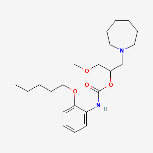molecular formula C22H36N2O4 B1667540 2-(Hexahydro-1H-azepin-1-yl)-1-(methoxymethyl)ethyl (2-(pentyloxy)phenyl)carbamate CAS No. 105919-73-1
