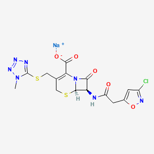 5-Thia-1-azabicyclo(4.2.0)oct-2-ene-2-carboxylic acid, 7-(((3-chloro-5-isoxazolyl)acetyl)amino)-3-(((1-methyl-1H-tetrazol-5-yl)thio)methyl)-8-oxo-, monosodium salt, (6R-trans)-