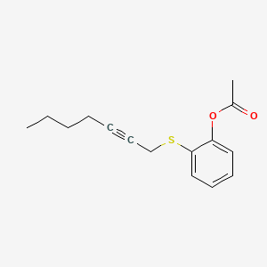 molecular formula C15H18O2S B1667558 Phenol, 2-(2-heptynylthio)-, acetate CAS No. 209125-28-0