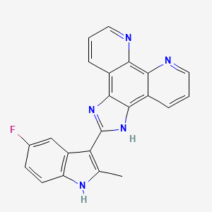 molecular formula C22H14FN5 B1667576 2-(5-fluoro-2-methyl-1H-indol-3-yl)-1H-imidazo[4,5-f][1,10]phenanthroline CAS No. 916151-99-0