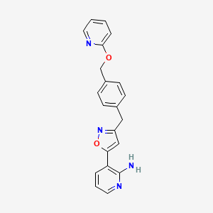 molecular formula C21H18N4O2 B1667579 (3-(3-(4-(((Pyridin-2-yl)oxy)methyl)benzyl)isoxazol-5-yl)pyridin-2-)amine CAS No. 936339-60-5