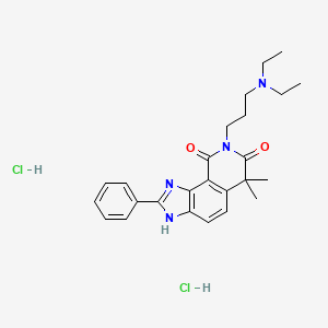 molecular formula C25H32Cl2N4O2 B1667597 1H-咪唑并(4,5-h)异喹啉-7,9(6H,8H)-二酮，8-(3-(二乙氨基)丙基)-6,6-二甲基-2-苯基-，二盐酸盐 CAS No. 69835-39-8