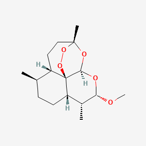 molecular formula C16H26O5 B1667619 (4S,5R,8S,9R,10S,12R,13R)-10-methoxy-1,5,9-trimethyl-11,14,15,16-tetraoxatetracyclo[10.3.1.04,13.08,13]hexadecane CAS No. 71963-77-4