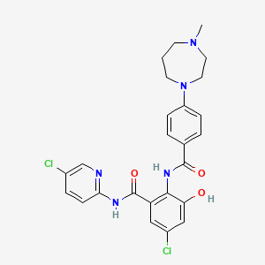 molecular formula C25H25Cl2N5O3 B1667628 5-Chloro-n-(5-chloro-2-pyridyl)-3-hydroxy-2-{[4-(4-methyl-1,4-diazepan-1-yl)benzoyl]amino}benzamide CAS No. 365462-61-9