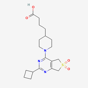 molecular formula C19H27N3O4S B1667632 4-[1-(2-Cyclobutyl-6,6-dioxo-5,7-dihydrothieno[3,4-d]pyrimidin-4-yl)piperidin-4-yl]butanoic acid CAS No. 885038-66-4