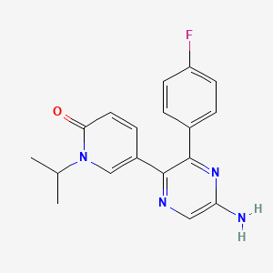 molecular formula C18H17FN4O B1667637 2(1H)-Pyridinone, 5-(5-amino-3-(4-fluorophenyl)-2-pyrazinyl)-1-(1-methylethyl)- CAS No. 851087-60-0