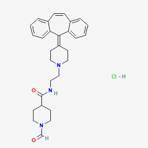 molecular formula C29H34ClN3O2 B1667653 1-formyl-N-[2-[4-(2-tricyclo[9.4.0.03,8]pentadeca-1(15),3,5,7,9,11,13-heptaenylidene)piperidin-1-yl]ethyl]piperidine-4-carboxamide;hydrochloride CAS No. 190508-50-0