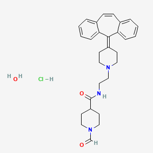 B1667654 N-(2-(4-(5H-Dibenzo(a,d)cyclohepten-5-ylidene)piperidino)ethyl)-1-formyl-4-piperidinecarboxamide monohydrochloride hydrate CAS No. 190508-48-6
