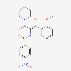molecular formula C22H22BrN3O5 B1667655 N-[(1e)-1-Bromo-1-(2-Methoxyphenyl)-3-Oxo-3-(Piperidin-1-Yl)prop-1-En-2-Yl]-4-Nitrobenzamide CAS No. 211364-06-6