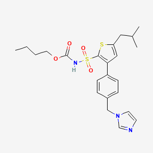 molecular formula C23H29N3O4S2 B1667663 butyl (3-(4-((1H-imidazol-1-yl)methyl)phenyl)-5-isobutylthiophen-2-yl)sulfonylcarbamate CAS No. 477775-14-7