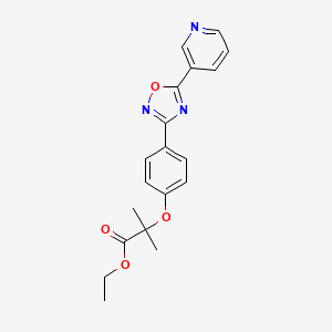 molecular formula C19H19N3O4 B1667664 2-Methyl-2-(4-(5-(3-pyridinyl)-1,2,4-oxadiazol-3-yl)phenoxy)propanoic acid, ethyl ester CAS No. 40915-84-2