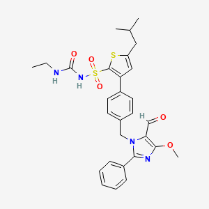 B1667686 N-(Ethylcarbamoyl)-3-(4-((5-formyl-4-methoxy-2-phenyl-1H-imidazol-1-YL)methyl)phenyl)-5-isobutylthiophene-2-sulfonamide CAS No. 304462-19-9